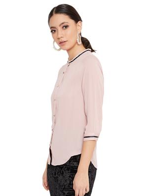 contrast piped curved hem shirt - 17334061 - Standard Image - 2