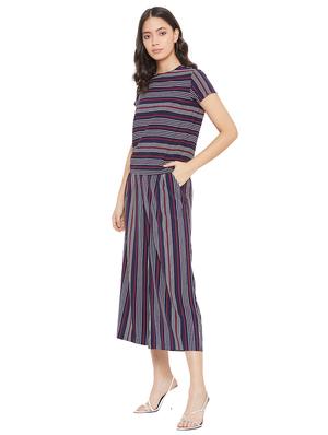 round neck striped top with palazzo set - 17334071 - Standard Image - 2