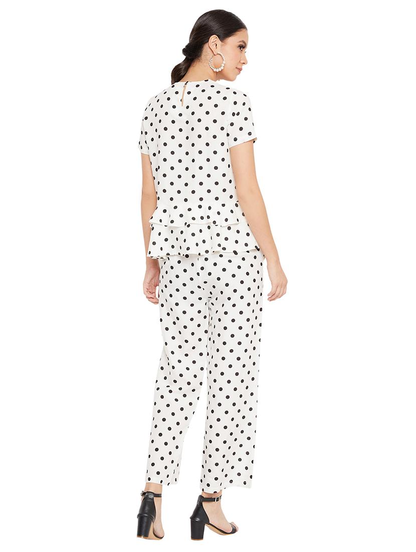 round neck polka dot top with trouser set - 17334073 - Zoom Image - 3