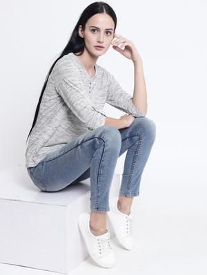 v-neck melange tee - 17334075 - Standard Image - 4