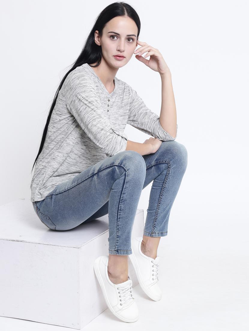 v-neck melange tee - 17334075 - Zoom Image - 4
