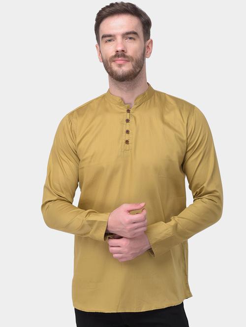 green solid dupion short kurta - 17334079 - Standard Image - 1