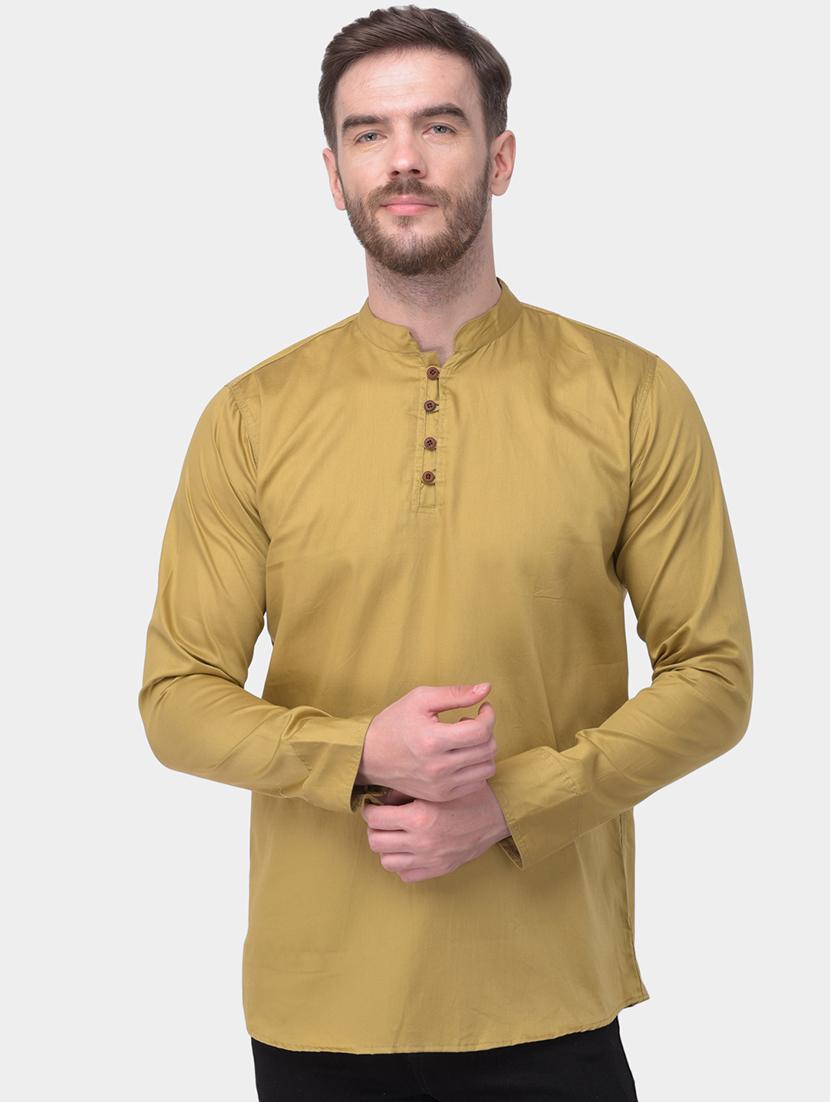 green solid dupion short kurta - 17334079 - Zoom Image - 1