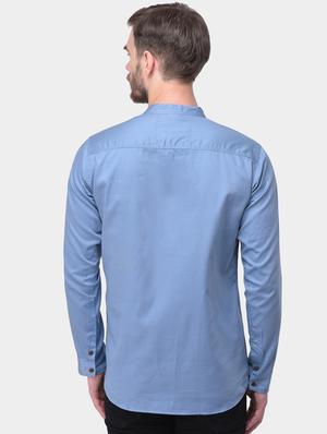 blue solid dupion short kurta - 17334080 - Standard Image - 3