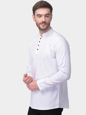 white solid dupion short kurta - 17334081 - Standard Image - 2