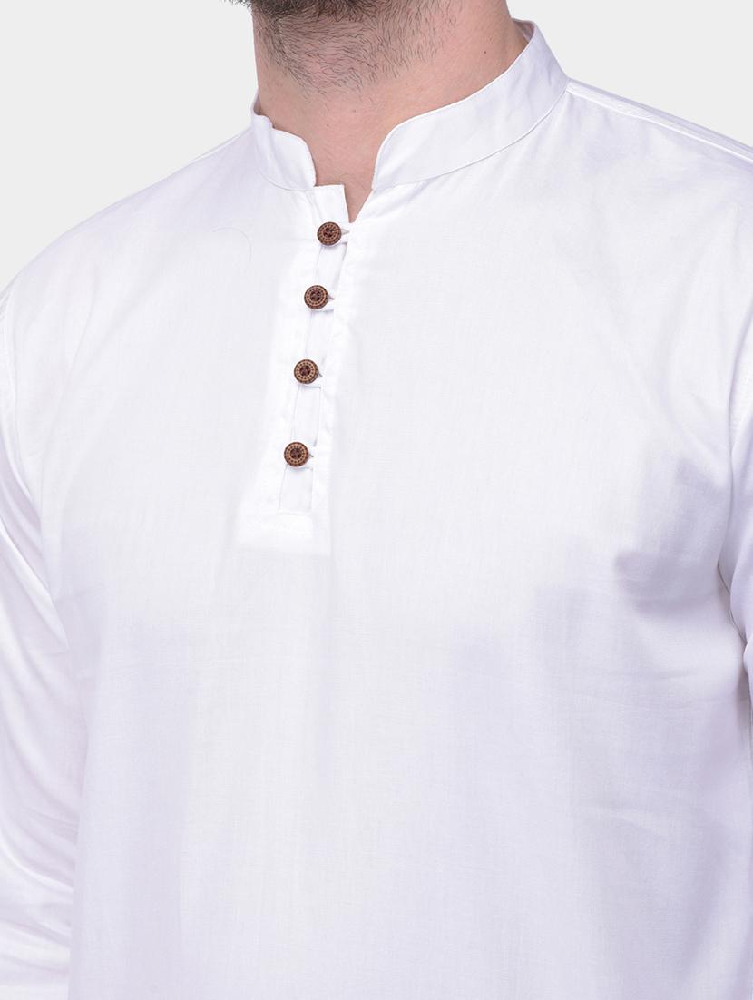 white solid dupion short kurta - 17334081 - Zoom Image - 4