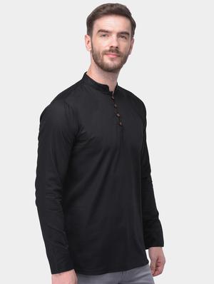 black solid dupion short kurta - 17334084 - Standard Image - 2
