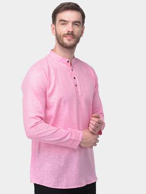 pink solid dupion short kurta - 17334089 - Standard Image - 2