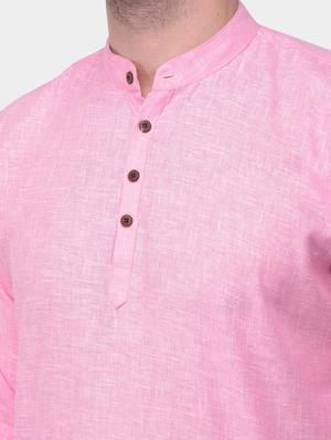 pink solid dupion short kurta - 17334089 - Standard Image - 4