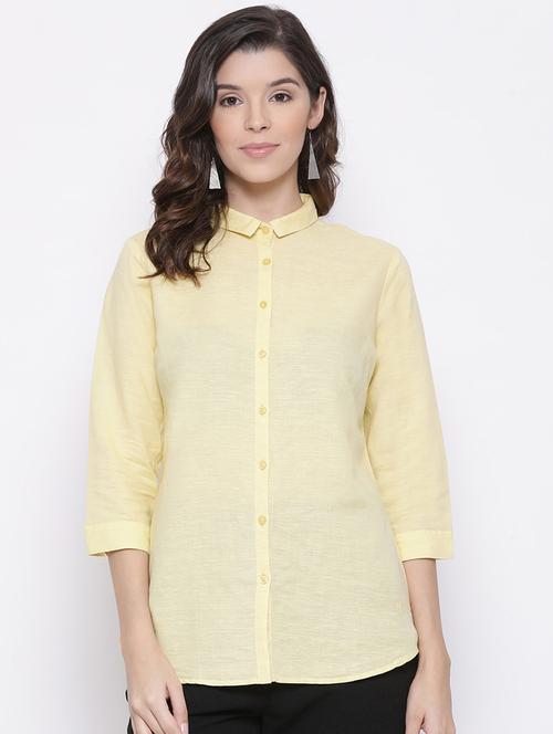yellow solid regular shirt - 17334091 - Standard Image - 1