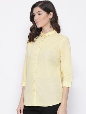 yellow solid regular shirt - 17334091 - Standard Image - 2