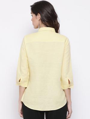 yellow solid regular shirt - 17334091 - Standard Image - 3