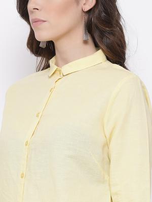 yellow solid regular shirt - 17334091 - Standard Image - 5