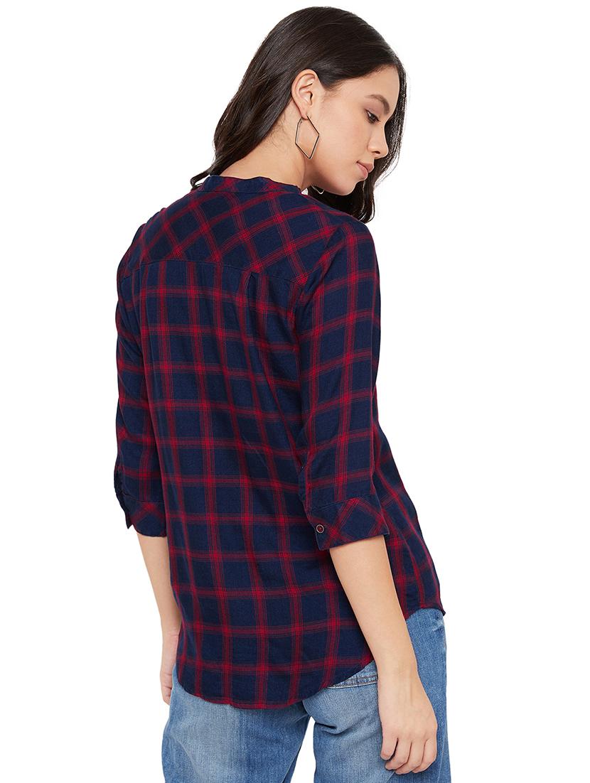 curved hem checkered shirt - 17334093 - Zoom Image - 3