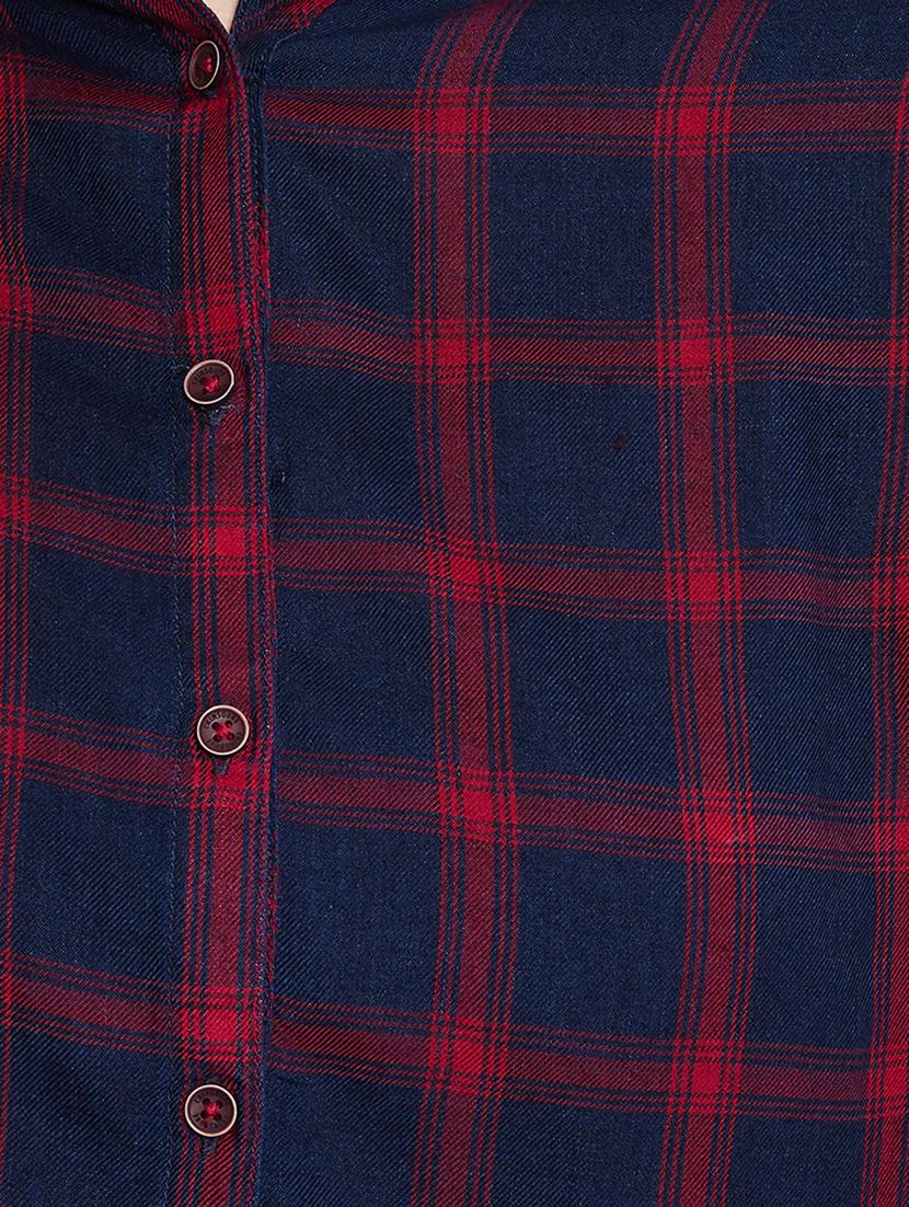 curved hem checkered shirt - 17334093 - Zoom Image - 5