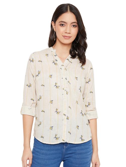 mandarin neck floral shirt - 17334094 - Standard Image - 1