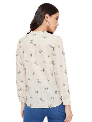 mandarin neck floral shirt - 17334094 - Standard Image - 3