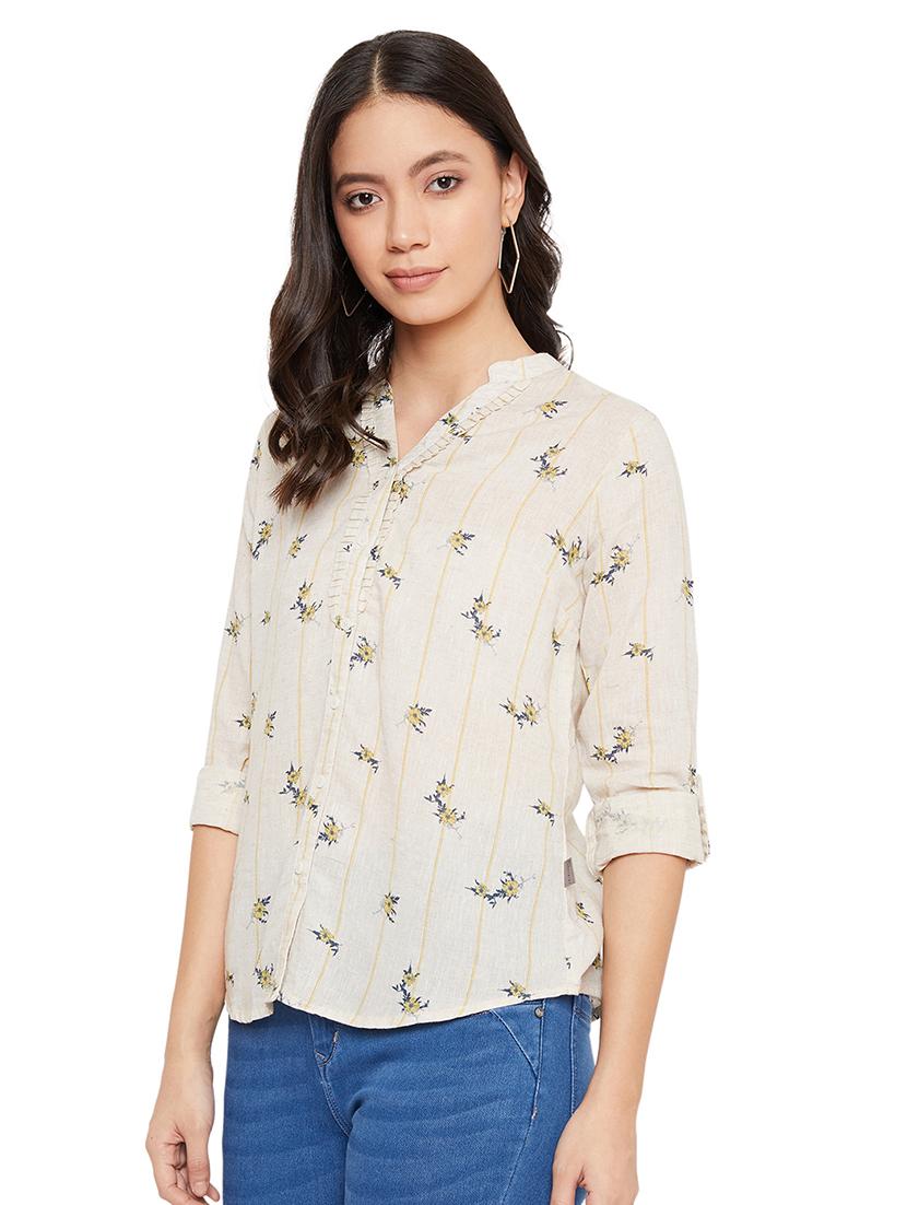 mandarin neck floral shirt - 17334094 - Zoom Image - 2