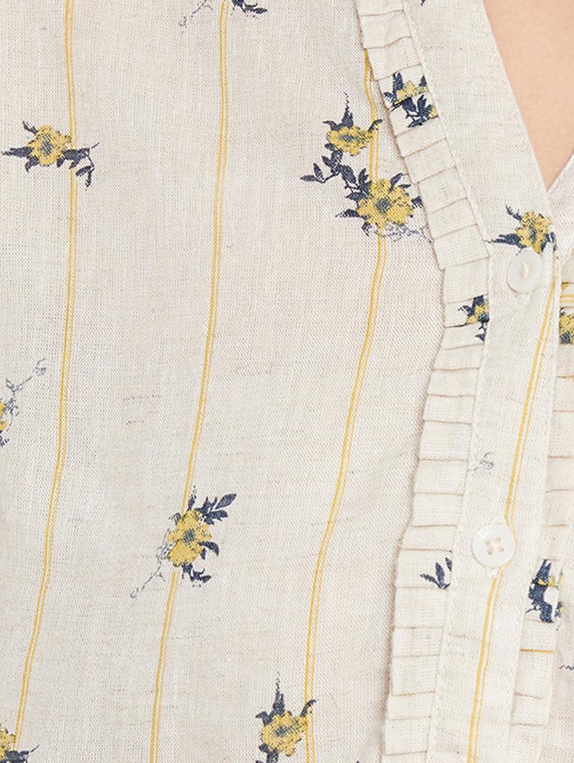 mandarin neck floral shirt - 17334094 - Zoom Image - 5