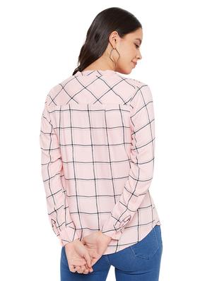 mandarin neck checkered shirt - 17334098 - Standard Image - 3