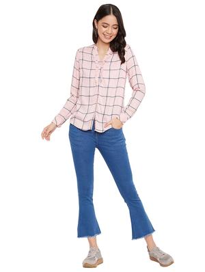 mandarin neck checkered shirt - 17334098 - Standard Image - 4