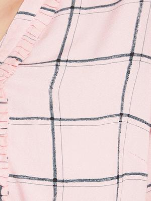 mandarin neck checkered shirt - 17334098 - Standard Image - 5