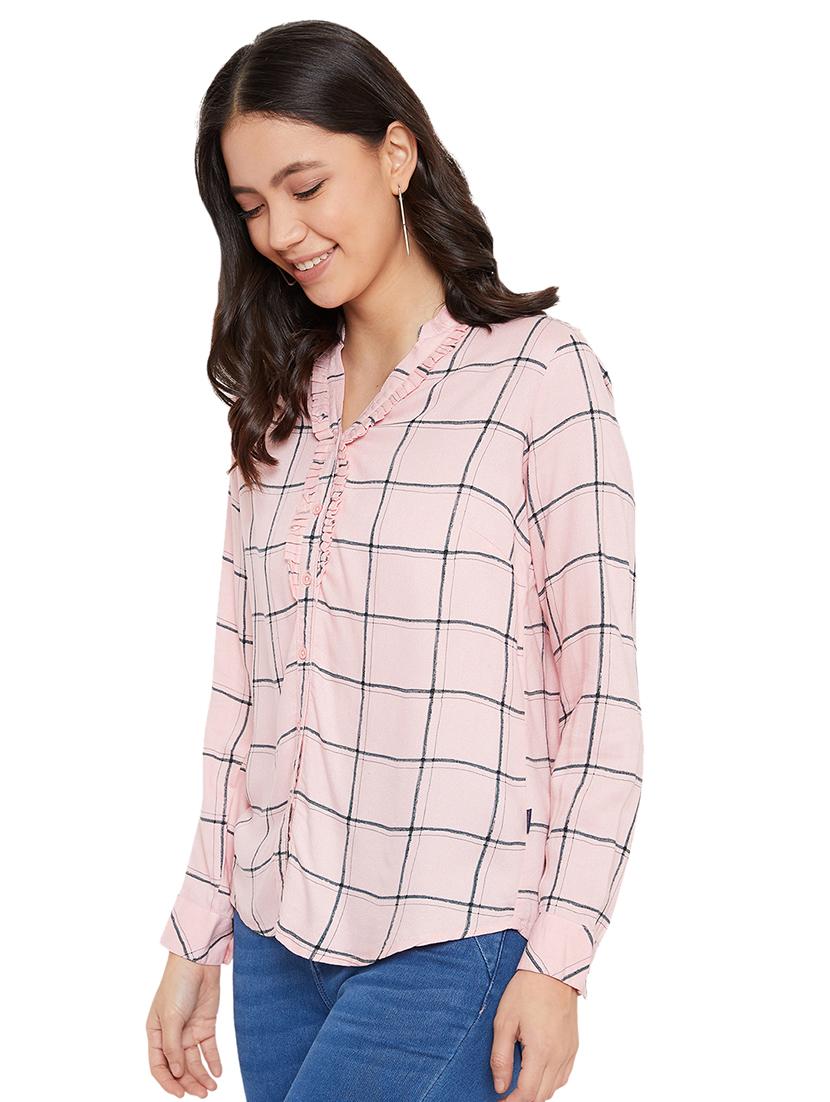 mandarin neck checkered shirt - 17334098 - Zoom Image - 2