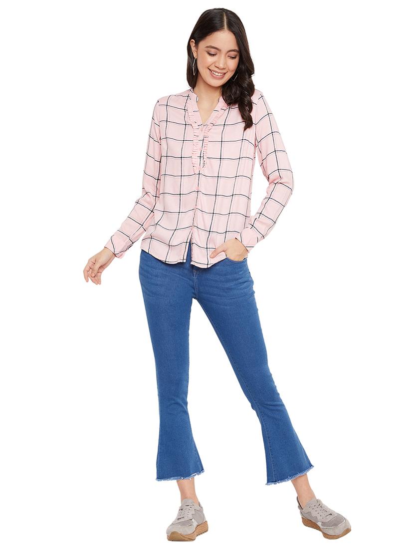 mandarin neck checkered shirt - 17334098 - Zoom Image - 4
