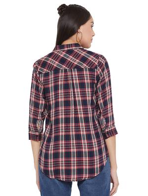 curved hem checkered shirt - 17334100 - Standard Image - 3
