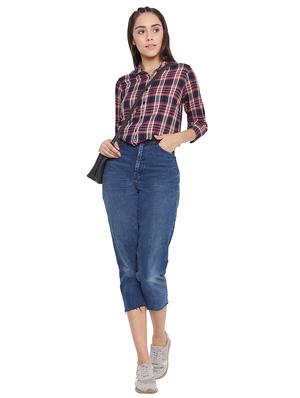 curved hem checkered shirt - 17334100 - Standard Image - 4