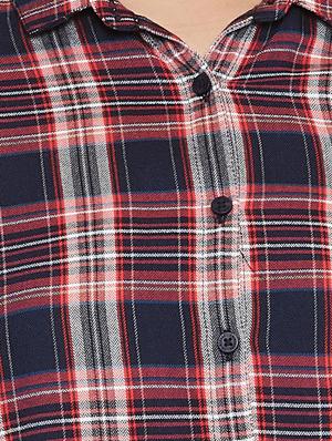 curved hem checkered shirt - 17334100 - Standard Image - 5