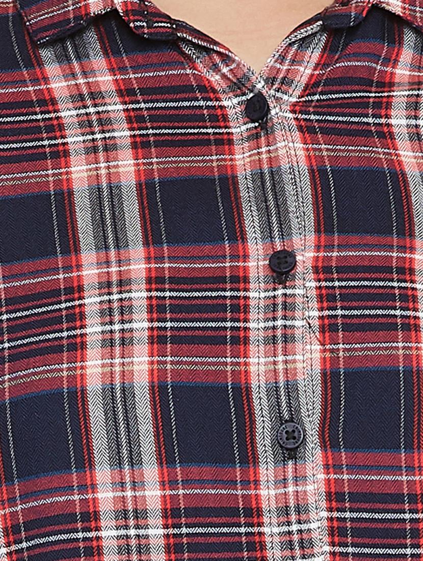 curved hem checkered shirt - 17334100 - Zoom Image - 5