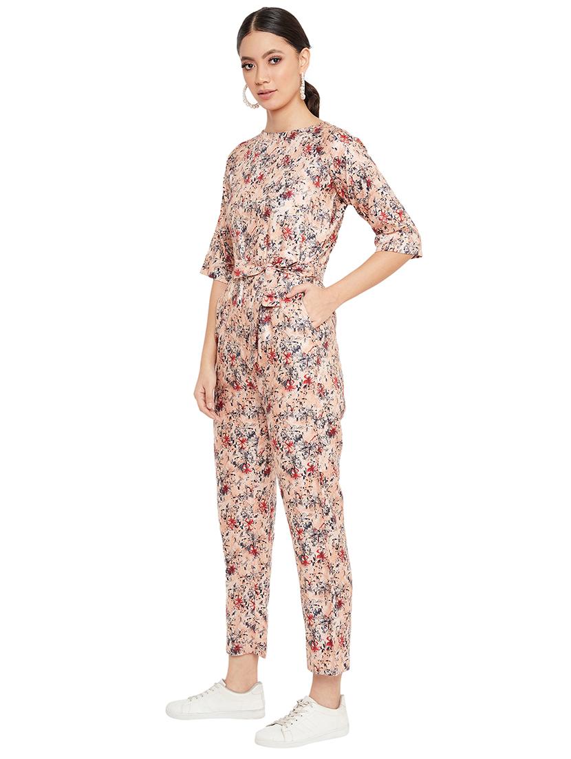 tie front floral jumpsuit - 17334103 - Zoom Image - 2