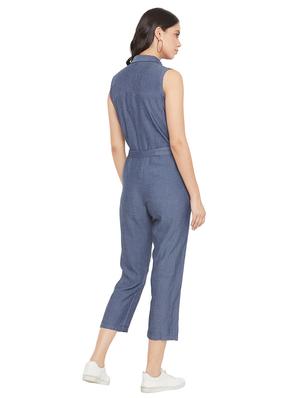 tie front solid jumpsuit - 17334105 - Standard Image - 3