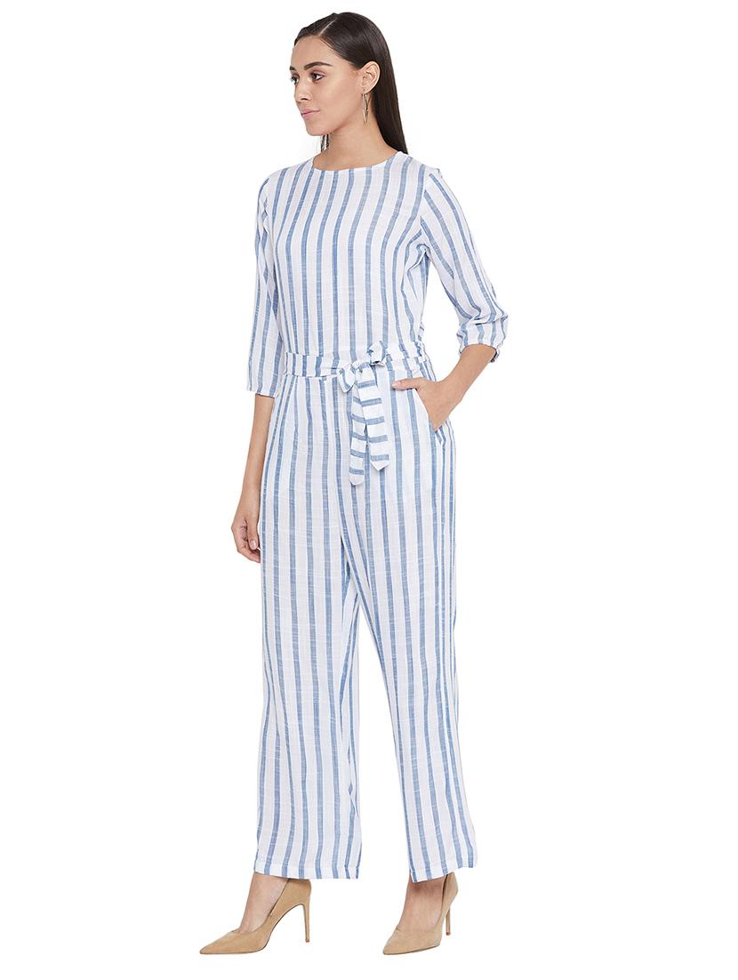 tie front striped jumpsuit - 17334106 - Zoom Image - 2