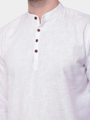 off white solid dupion short kurta - 17334109 - Standard Image - 4