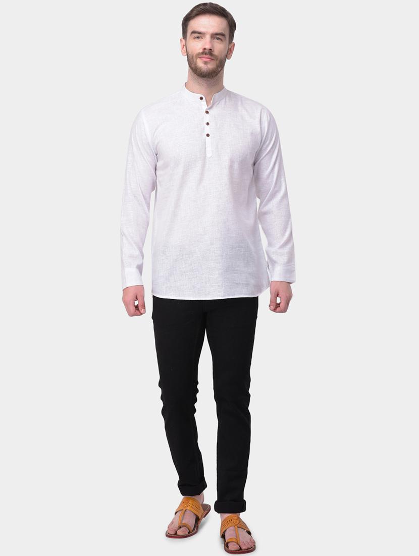 off white solid dupion short kurta - 17334109 - Zoom Image - 1