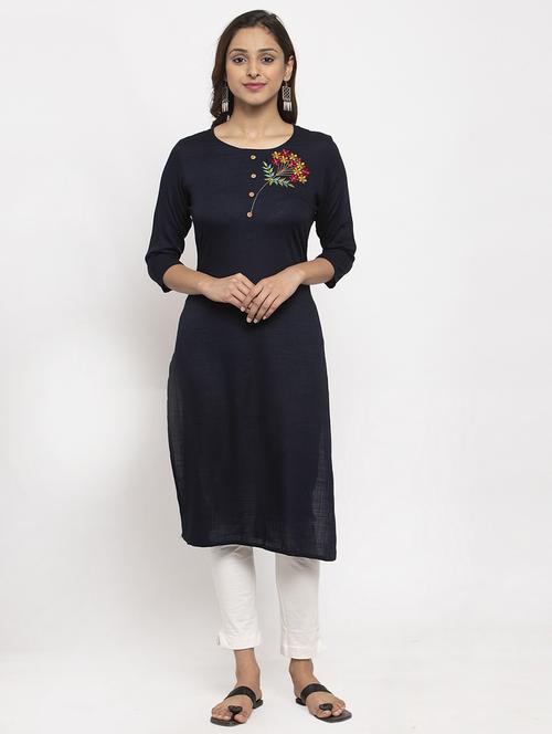 embroidered straight kurta - 17334348 - Standard Image - 1