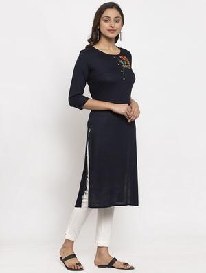 embroidered straight kurta - 17334348 - Standard Image - 2