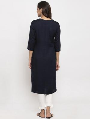 embroidered straight kurta - 17334348 - Standard Image - 3
