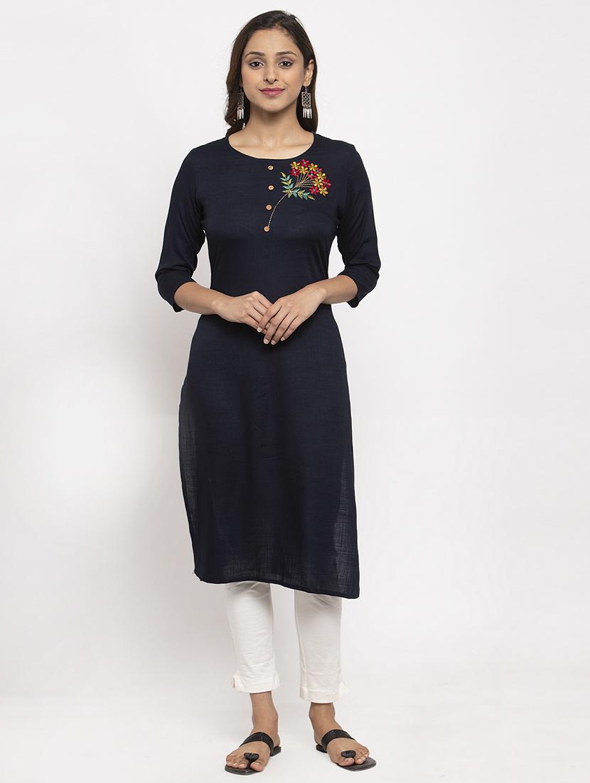 embroidered straight kurta - 17334348 - Zoom Image - 1