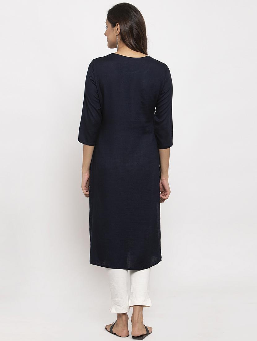 embroidered straight kurta - 17334348 - Zoom Image - 3