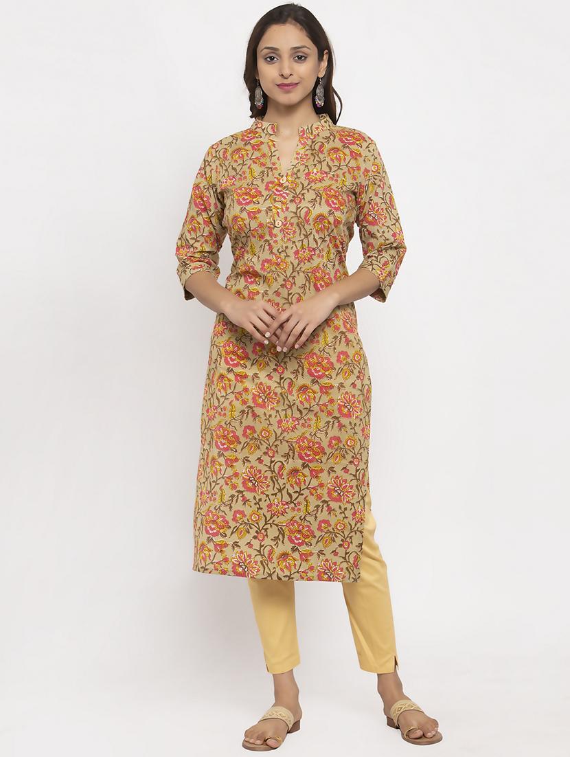 floral straight kurta - 17334357 - Zoom Image - 1