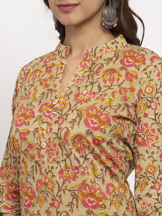 floral straight kurta - 17334357 - Zoom Image - 4