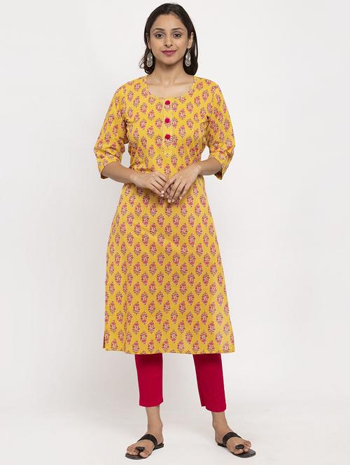 floral straight kurta - 17334362 - Standard Image - 1