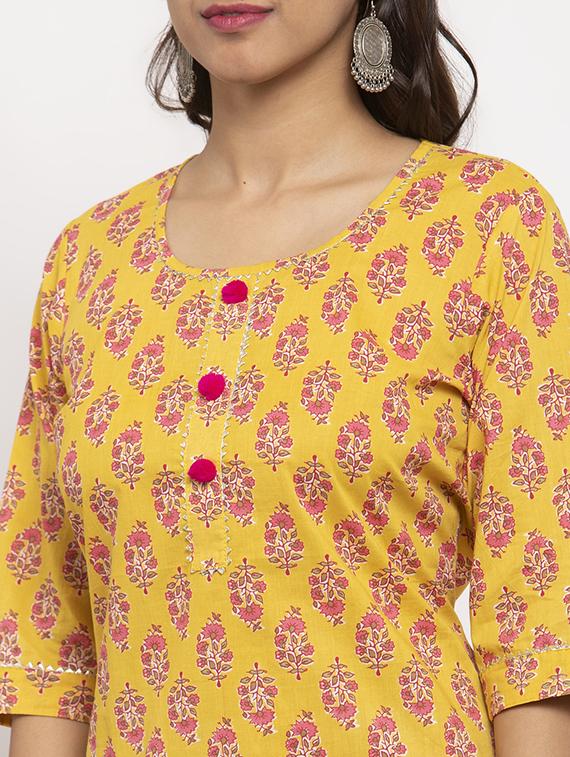 floral straight kurta - 17334362 - Zoom Image - 4