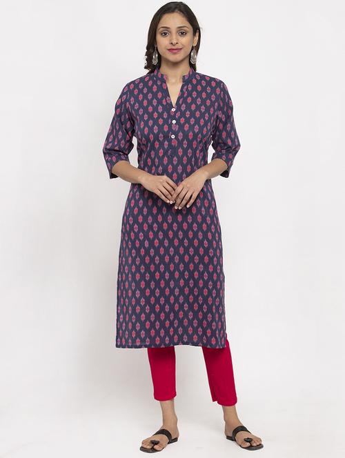ikat straight kurta - 17334363 - Standard Image - 1