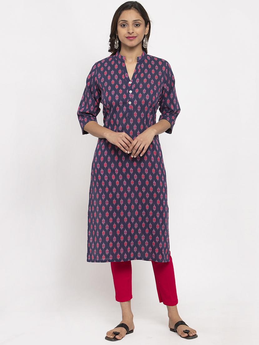 ikat straight kurta - 17334363 - Zoom Image - 1