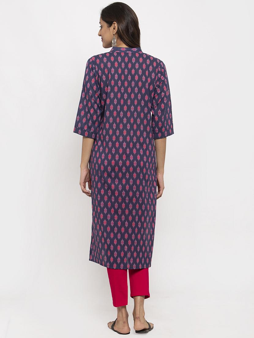 ikat straight kurta - 17334363 - Zoom Image - 3