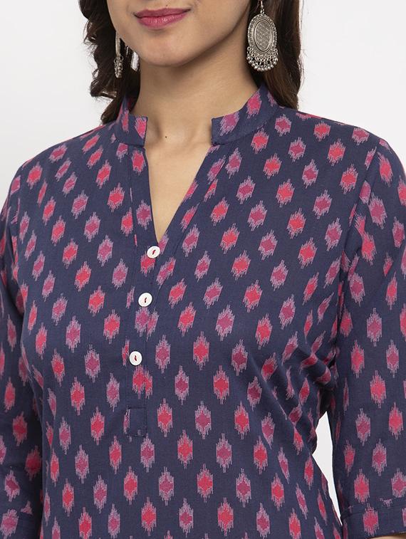 ikat straight kurta - 17334363 - Zoom Image - 4